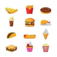 junkfood plat vector illustratie ontwerp