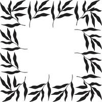 vierkant gevormd zwart frame gemaakt van planten op een witte geïsoleerde achtergrond vector