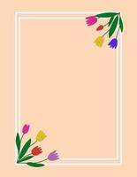 kleurrijke hand getekende tulpen frame. grens, decoratie voor wenskaart, uitnodiging, valentijnsdag, vrouwen- of moederdag vector