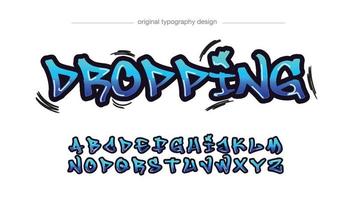 neon blauw moderne graffiti geïsoleerde letters vector