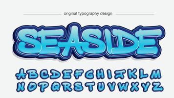 blauw vet penseel graffiti-stijl lettertype vector