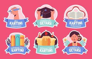 set kartini-dagstickers vector