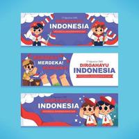 dirgahayu indonesië banner set vector