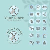 initial x-logo met pictogrammalplaatje voor sociale media voor modebranding vector