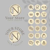 initiaal n-logo met pictogrammalplaatje voor sociale media voor modebranding vector