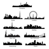 skylines van grote steden op wit vector