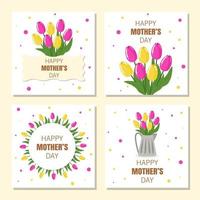 set gelukkige moeders dag bloemenkaarten geschikt voor sociale media print decoratie uitnodigingskaarten en andere moederdag gerelateerde activiteiten vectorillustratie vector