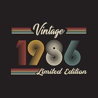 1986 vintage retro limited edition t-shirtontwerp vector