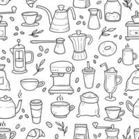 hand getrokken doodle semaless patroon van koffie vector