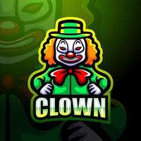 clown mascotte esport logo ontwerp vector