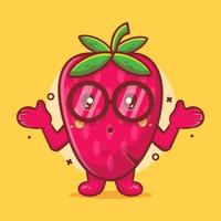 kawaii aardbei fruit karakter mascotte met verwarde expressie geïsoleerde cartoon in vlakke stijl ontwerp. geweldige bron voor pictogram, symbool, logo, sticker, banner. vector