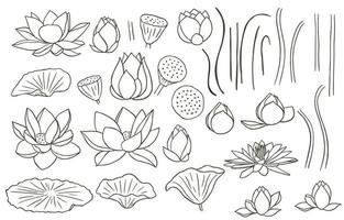 zwarte lotusbloem outline.vector illustratie voor pictogram, sticker, afdrukbaar en tattoo vector