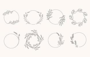 lijnobjectverzameling met lavendel, blad, bloem, cirkel, krans vector