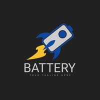 ontwerp een batterijlogo met een raketpictogram vector