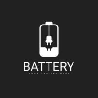 een ontwerpsjabloon voor een batterijlogo met een combinatie van stekkerdraden vector