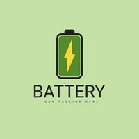 batterijlogo-ontwerp met bliksempictogram vector