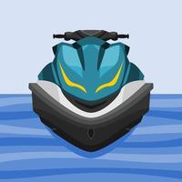 bewerkbare vooraanzicht persoonlijke waterscooters of waterscooter op kalme blauwe water vectorillustratie voor artwork element van transport of recreatie gerelateerd ontwerp vector