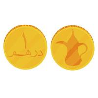verenigde arabische emiraten muntstukken. 1 dirham vector stock illustratie. tekenfilm geld. aed. dhs. geïsoleerd op een witte achtergrond.