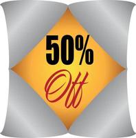 50 procent korting op kortingspromotieverkoop voor uw unieke verkoopposter, banner, korting, advertenties vector