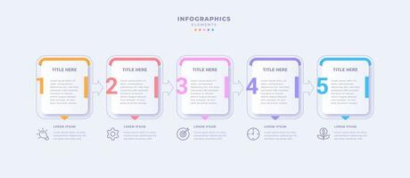 zakelijke infographic sjabloon met vijf stappen vector