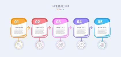 zakelijke infographic sjabloon met vijf stappen vector