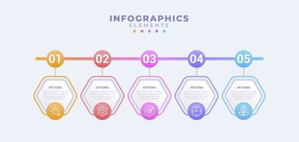 zakelijke infographic sjabloon met vijf opties of proces vector