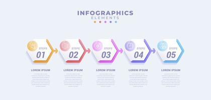 zakelijke infographic sjabloon met vijf opties of proces vector