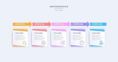 zakelijke infographic sjabloon met vijf stappen vector