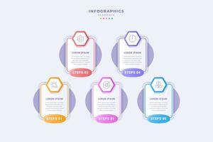 zakelijke infographic sjabloon met vijf stappen vector