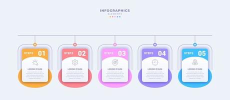 zakelijke infographic sjabloon met vijf stappen vector