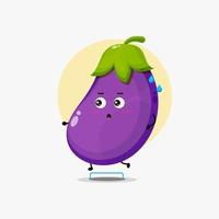 grappig aubergine karakter hardloopwedstrijd vector