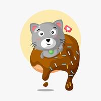 schattige kat op een donut cartoon icoon vector