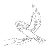 duif getekend met één doorlopende lijn, vectorillustratie van duif van de wereld op witte achtergrond vector