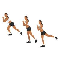 vrouw doet een been squat kickback oefening. platte vectorillustratie geïsoleerd op een witte achtergrond vector