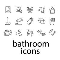 badkamer pictogrammen instellen. badkamer pack symbool vector-elementen voor infographic web vector