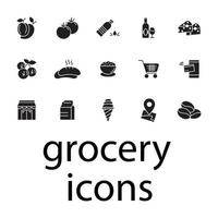 kruidenier pictogrammen instellen. boodschappenpakket symbool vector-elementen voor infographic web vector