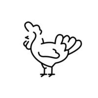 pik lijn pictogram vectorillustratie. haan overzichtssymbool. kippenvleesproductie, vogelkweek. pluimveebedrijf, veeteelt vector