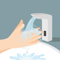 handen wassen voor preventie, ziekte gezond, vectorillustratiestijl. vector