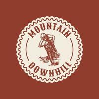 handgetekende downhill avontuur mountainbike logo label badge vector