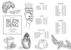 koffie illustratie voor poster of menusjabloon. vector