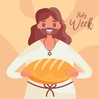 Jezus deelt de heilige week van het brood vector