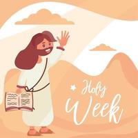 jezus met een bijbel heilige week vector