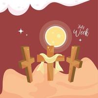 kruisiging berg van Golgotha heilige week vector