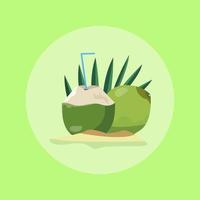 basic rgb ilustration vectorafbeelding van jonge groene kokosnoot verse boerderij biologische jonge groene kokosnoot vector