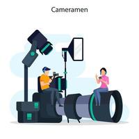 videoproductie of videograafvector. film- en bioscoopindustrie met speciale apparatuur. vector