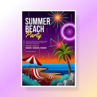 zomer strand vuurwerk partij poster vector