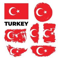 grunge Turkije vlaggen ingesteld. vector stock illustratie