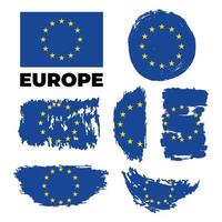 vlag van de europese unie op verf trail weergave set. vector voorraad illustratie geïsoleerd op wit.