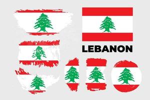 vlag van libanon. sjabloon voor prijsontwerp, een officieel document met de vlag van libanon. heldere, kleurrijke vector voorraad grunge illustratie set.