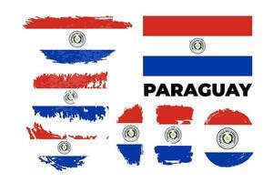 gelukkige onafhankelijkheidsdag van paraguay met artistieke aquarel land vlag achtergrond. vector grunge penseel stock illustratie penseelstreek set